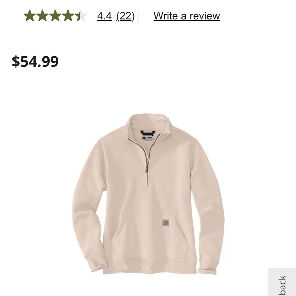 Carhartt Women's Cream Quarter-Zip Sweatshirt